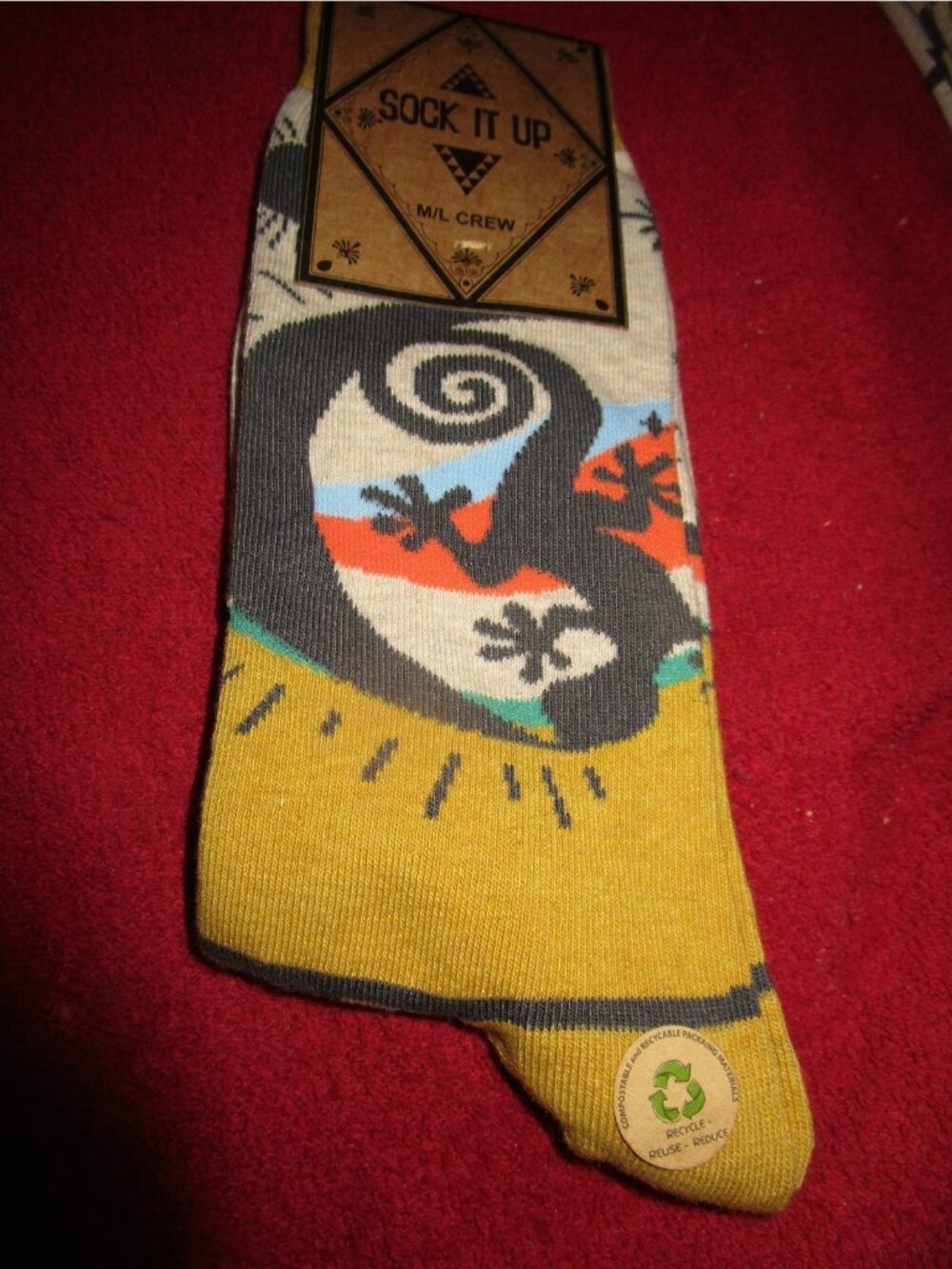 Sock It Up Men’s Crew Cotton Socks 1 Pair Fits 8-13 Shoe Echo Sands